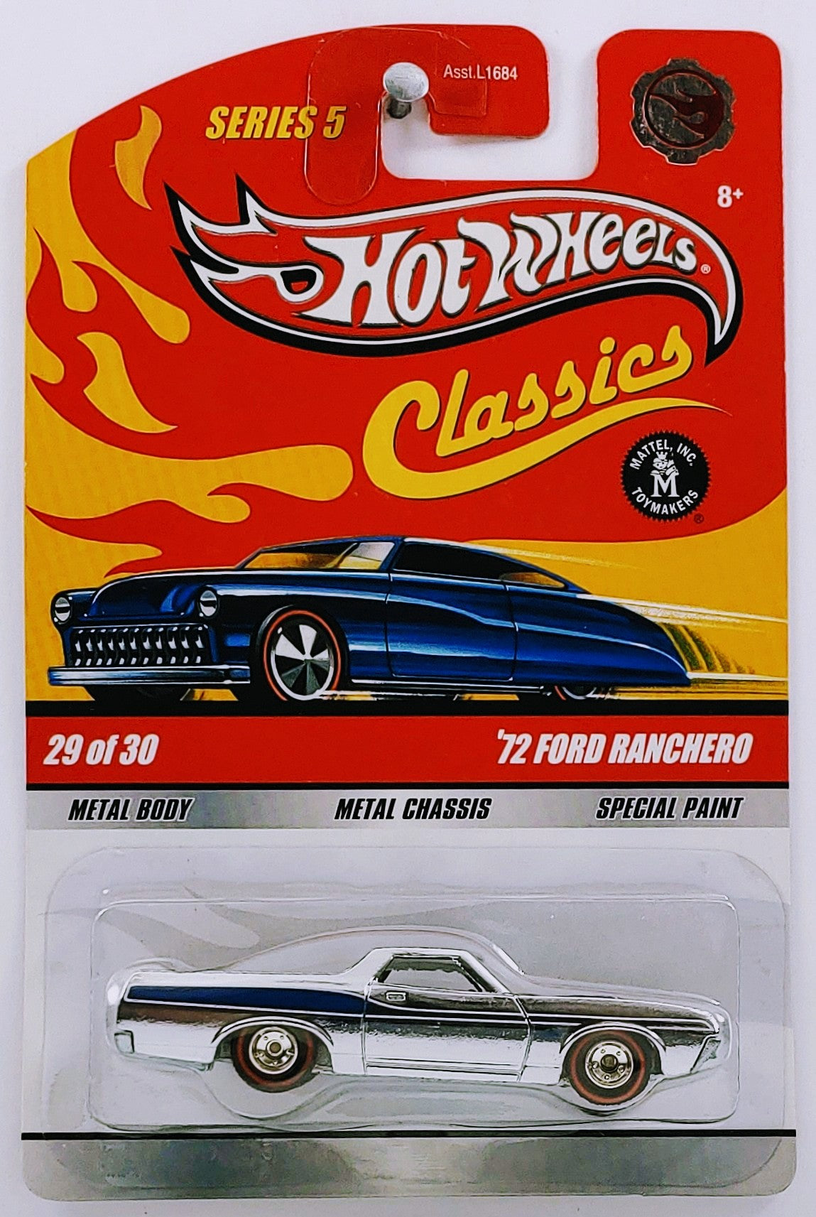 Hot Wheels 2009 Classics Series 5 29 30 72 Ford Ranchero Spectraflame Chrome CHASE Real Riders Metal Metal New Casting Foil Logo