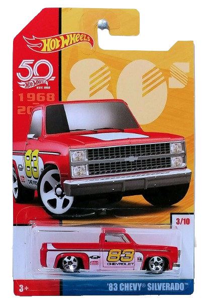 Hot Wheels 2018 50th Anniversary Throwback Collection 03 10 83 Chevy Silverado Red