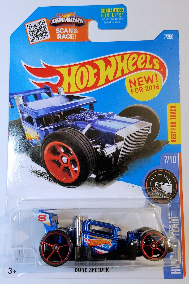 Hot Wheels 2016 Collector 007 250 HW Race Team 7 10 New Models Bone Speeder Blue Hot Wheels Livery USA Card