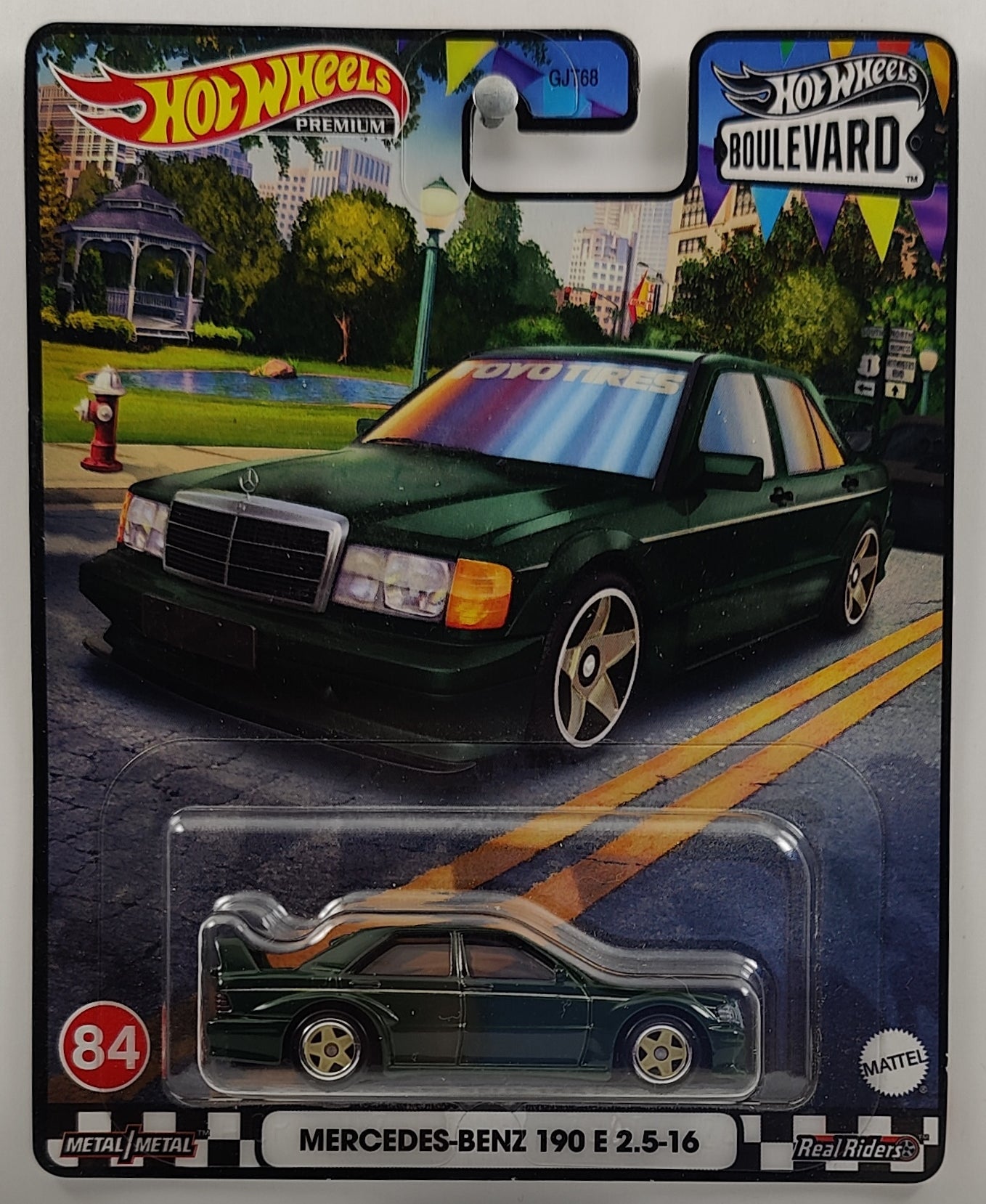 Hot Wheels 2023 - Premium / Boulevard # 84 - Mercedes-Benz 190 E 2.5-16 -  Dark Green - Metal/Metal & Real Riders - Walmart Exclusive