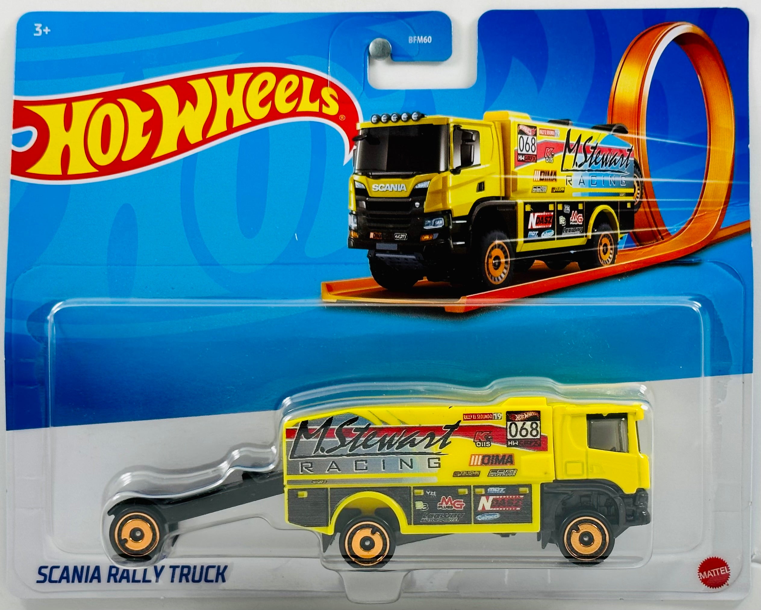 Hot Wheels 2022 Track Stars Haulers Scania Rally Truck Yellow M. Stewart Racing