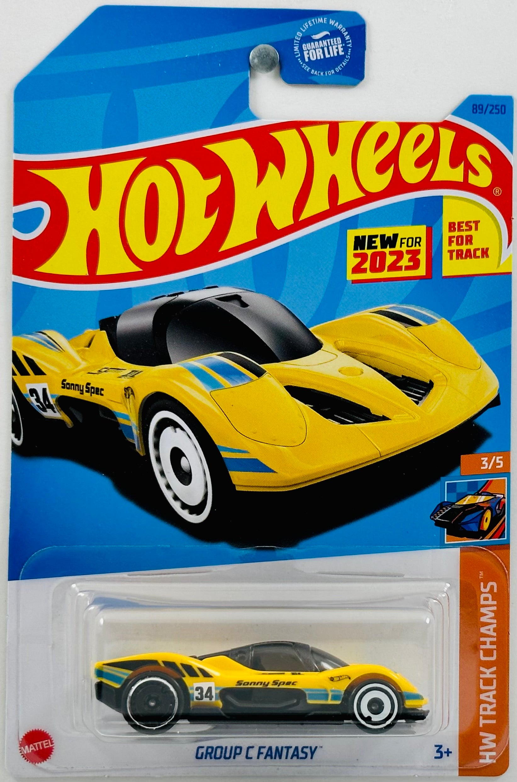 Hot Wheels 2023 Collector 089 250 HW Track Champs 03 05 New Models Group C Fantasy Yellow Black Blue Accents Sonny Spec 34