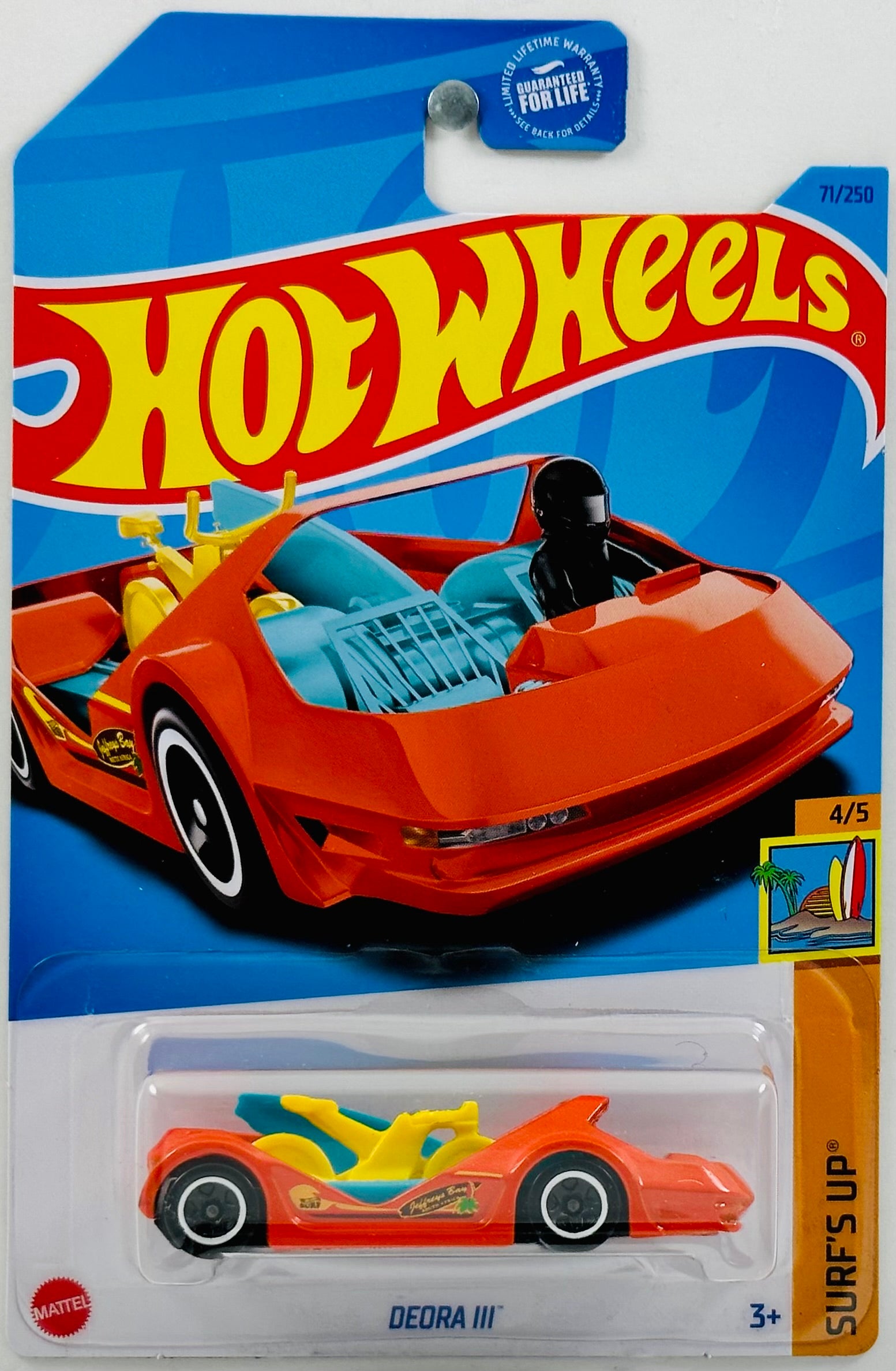 Hot Wheels 2023 - Collector # 071/250 - Surf's Up 04/05 - Deora III -  Orange - Blue Interior / Yellow Bike - USA