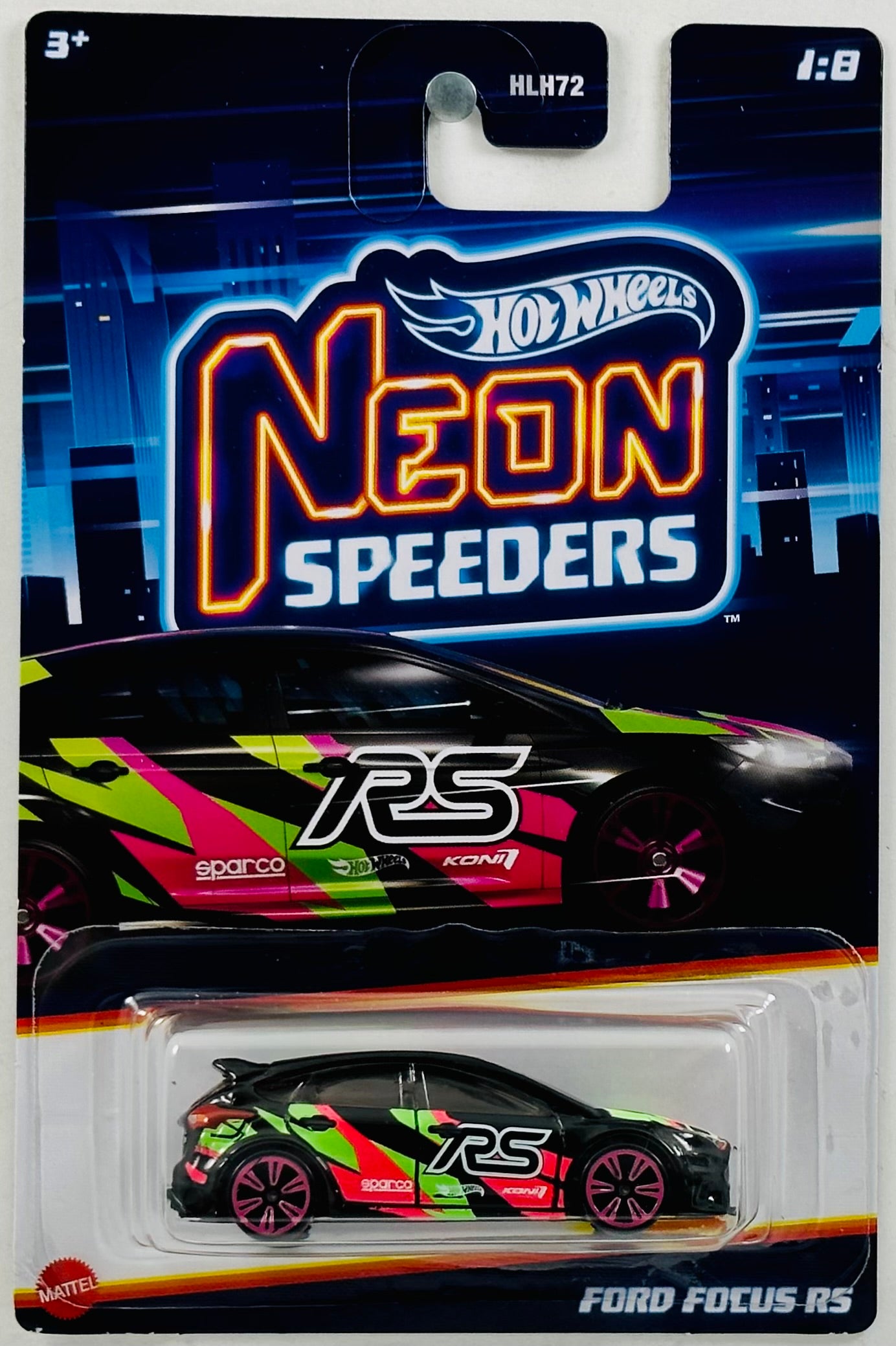 Hot Wheels 2023 Neon Speeders 01 08 Ford Focus RS Black RS KMJ Diecast II