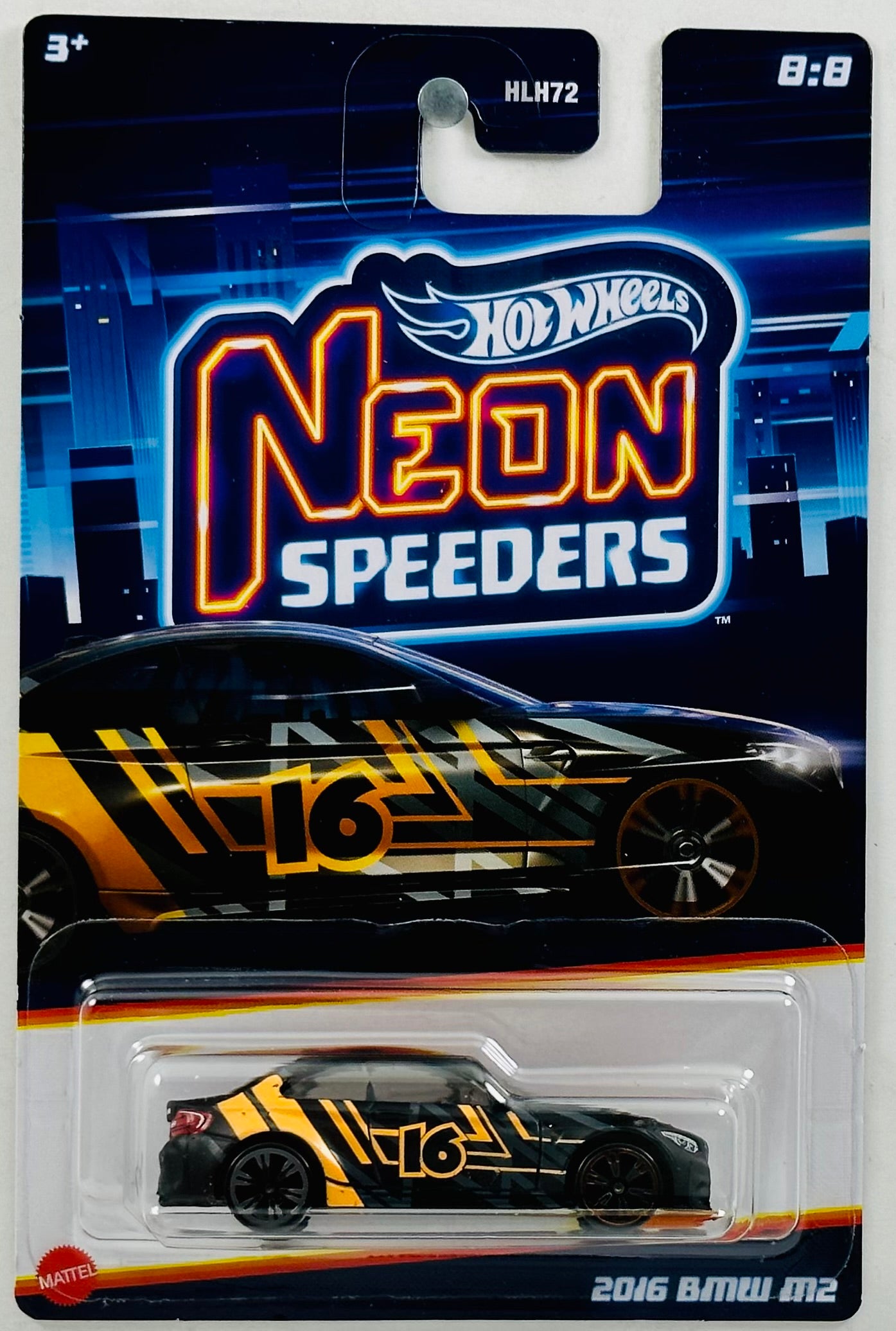 Hot Wheels 2023 Neon Speeders 08 08 2016 BMW M2 Black 16 Neon Orange Graphics Walmart Exclusive