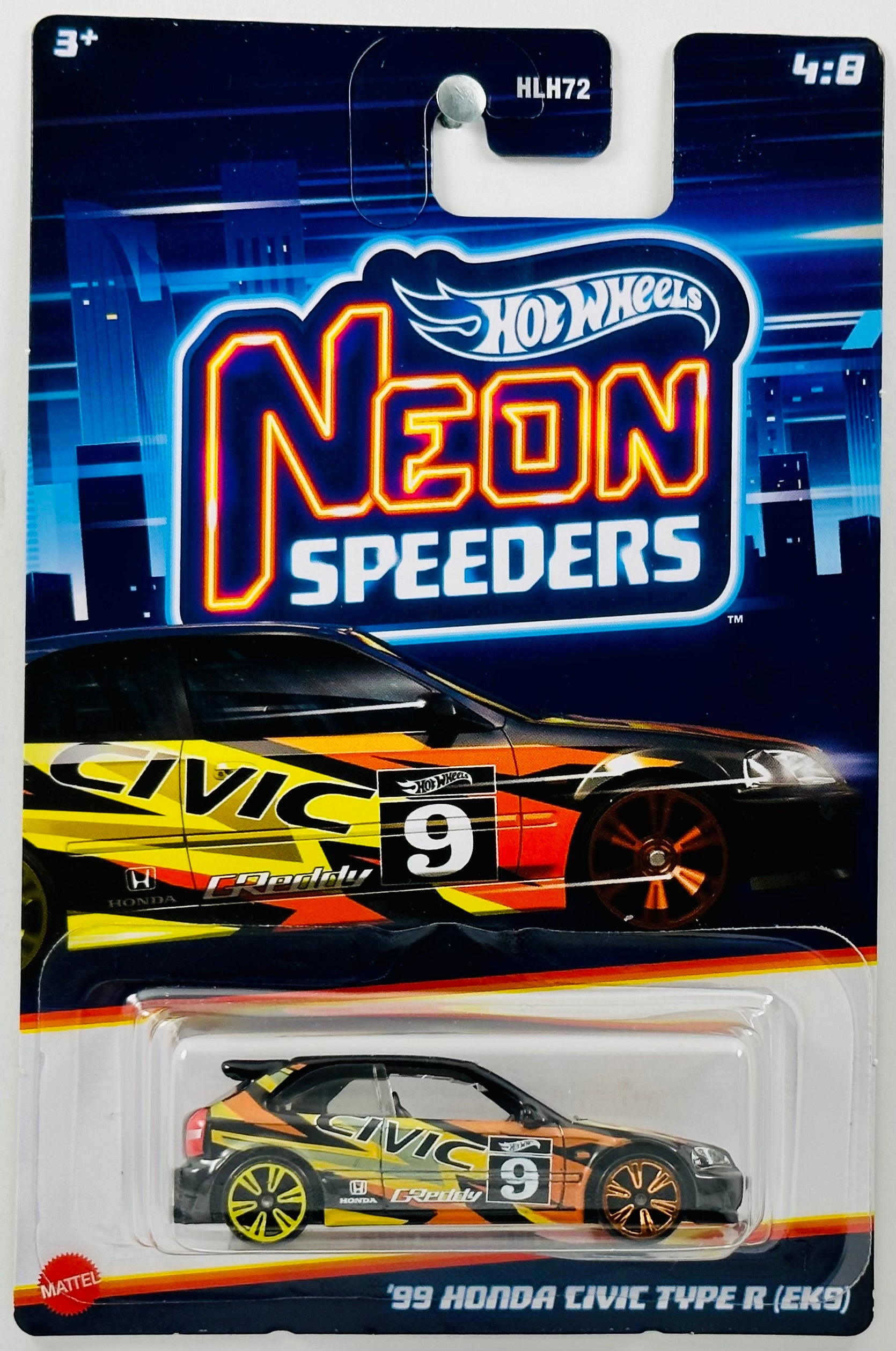 Hot Wheels 2023 Neon Speeders 04 08 99 Honda Civic Type R EK9 KMJ Diecast II