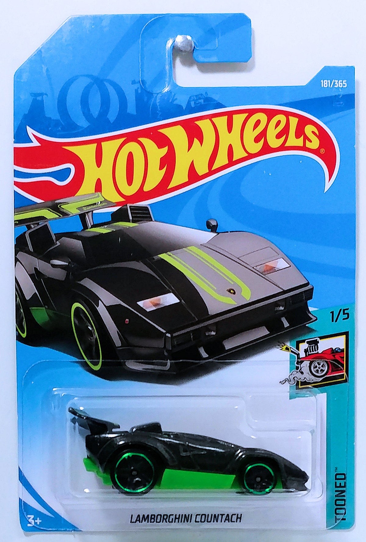 Hot Wheels 2018 Collector 181 365 Tooned 1 5 Lamborghini Countach Black IC