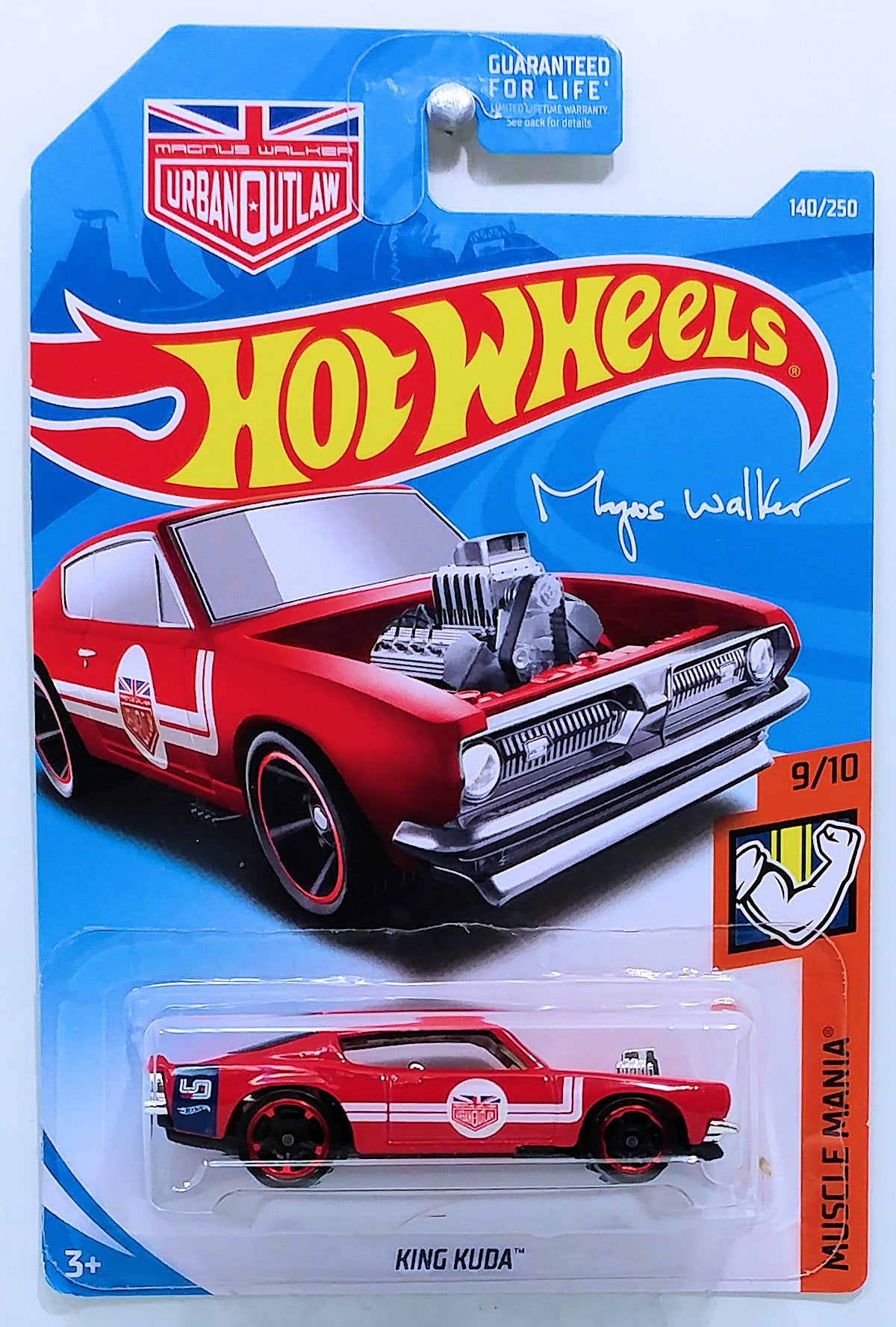 Hot Wheels 2019 Collector 140 250 Muscle Mania 9 10 King Kuda Red USA Card with Magnus Walker Graphics