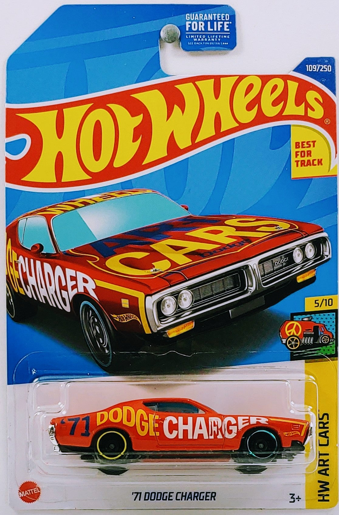 Hot Wheels 2022 Collector 109 250 HW Art Cars 5 10 71 Dodge Charger Red Y on Roof USA