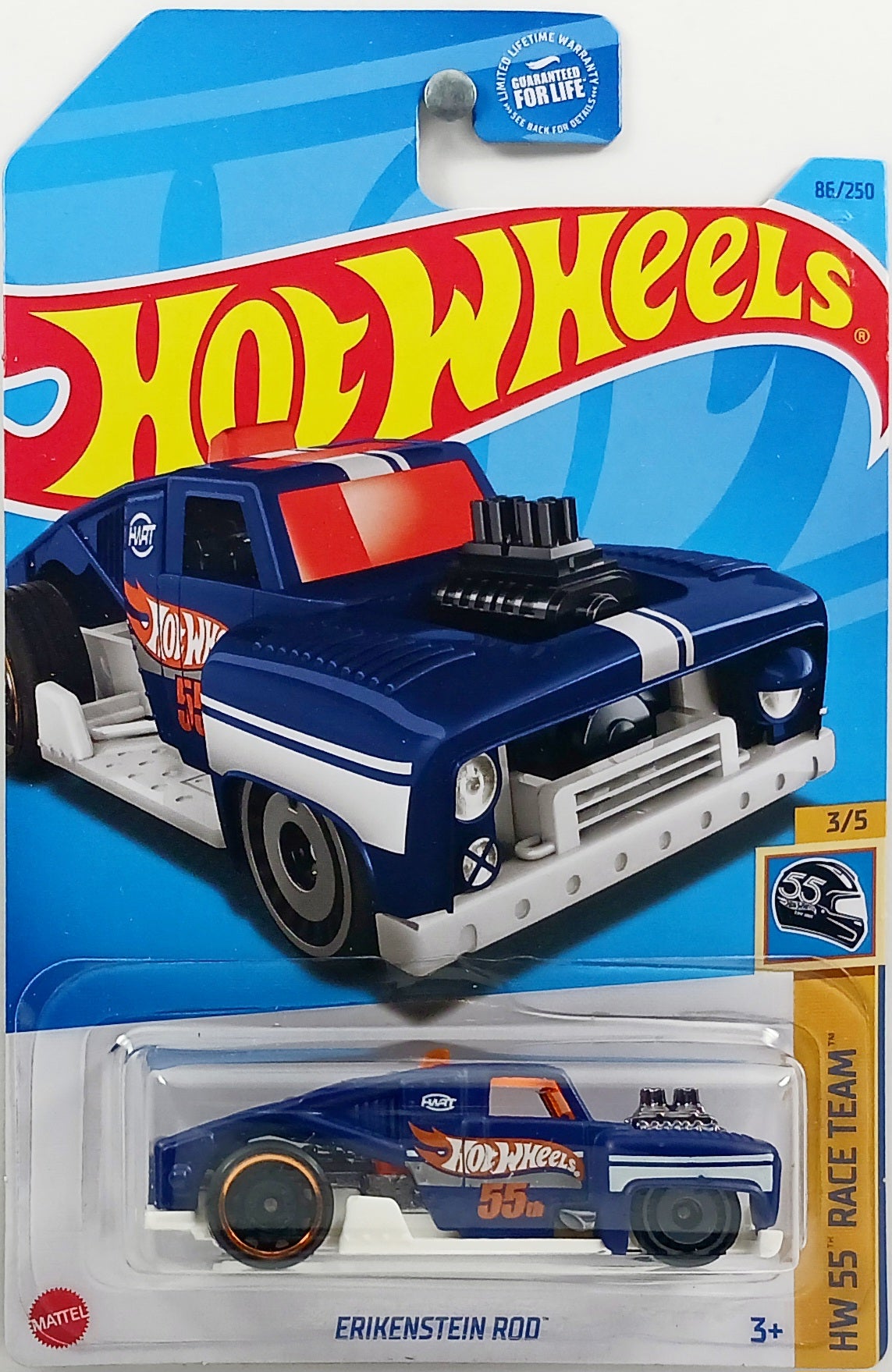 Hot Wheels 2023 Collector 086 250 HW 55 Race Team 3 5 Erikenstein Rod Blue USA