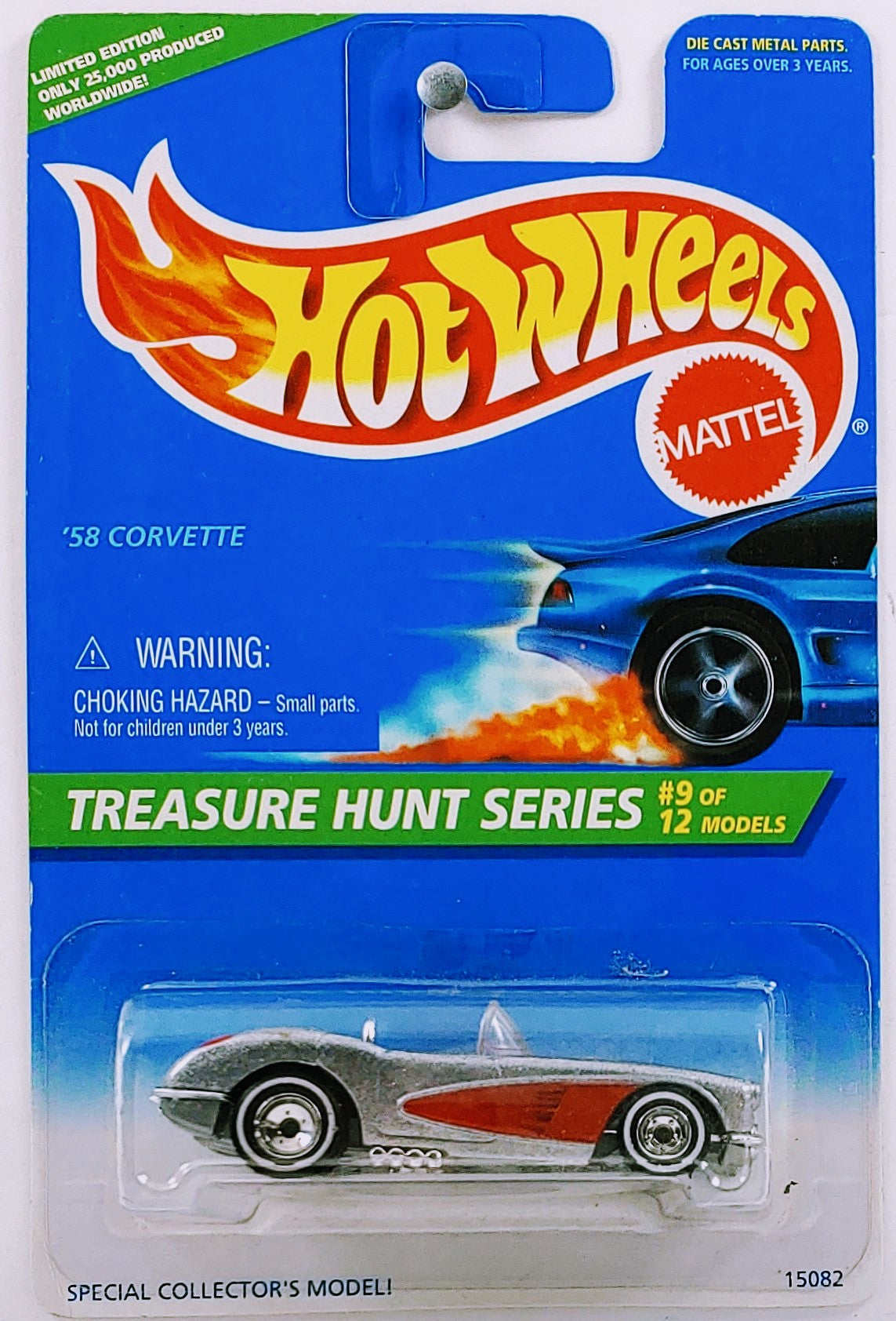 Hot Wheels 1996 Collector 436 Treasure Hunt Series 9 12 58 Corvette Silver Metalflake Real Riders Limited to 25 000 USA