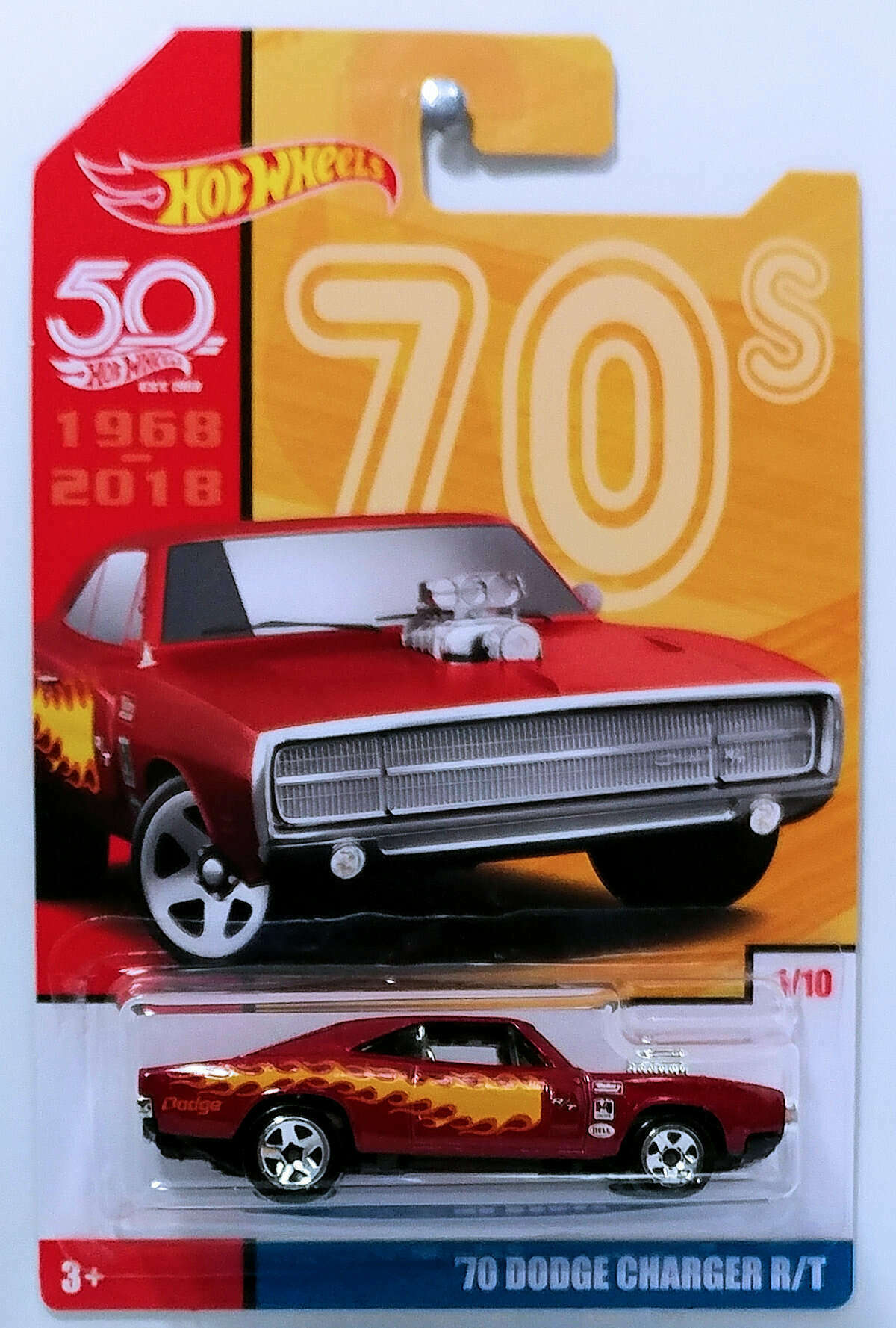 Hot Wheels 2018 50th Anniversary Throwback Collection 01 10 70 Dodge Charger R T Dark Red