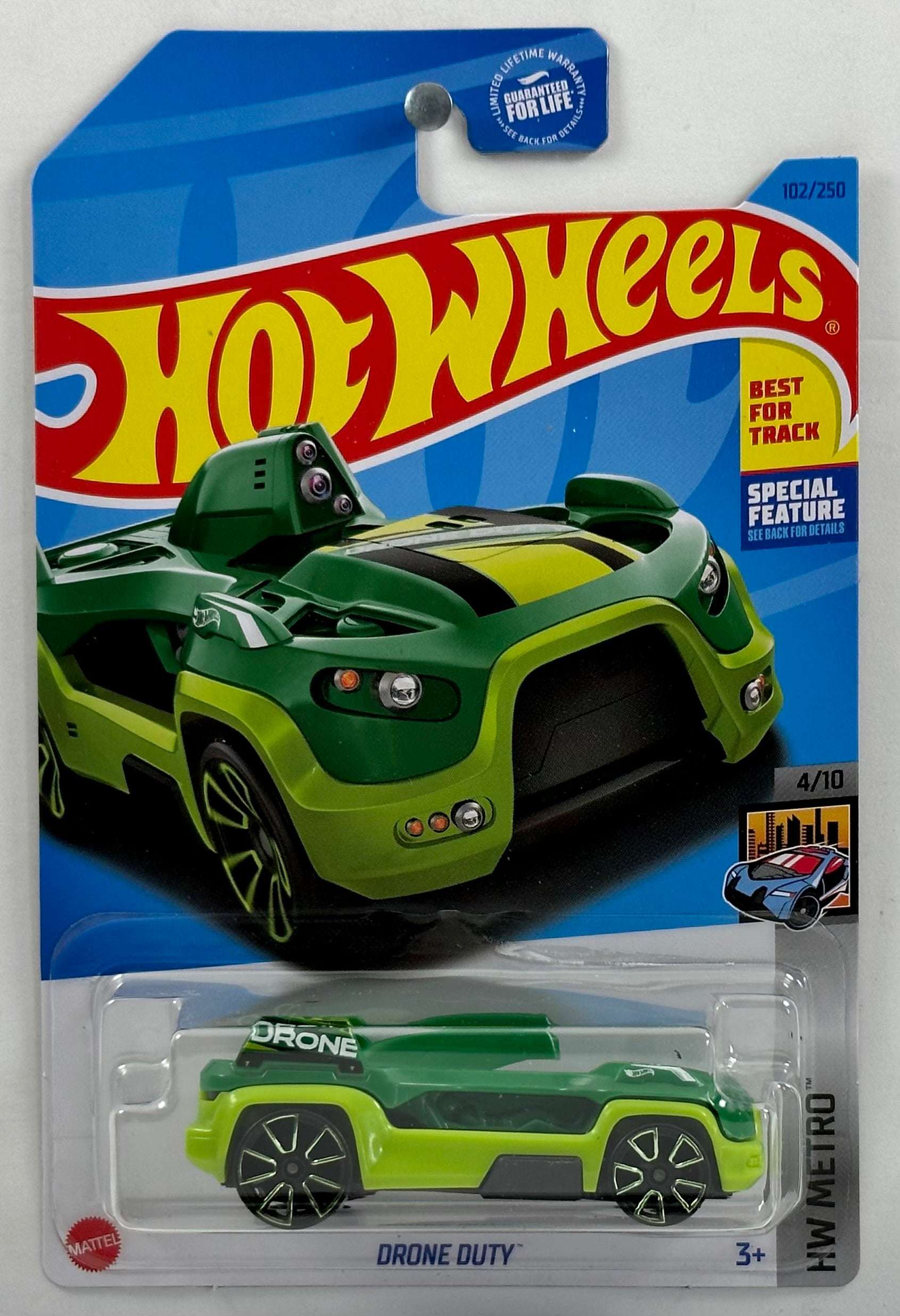 Hot Wheels 2023 Collector 102 250 HW Metro 4 10 Drone Duty Green Lime Drone USA