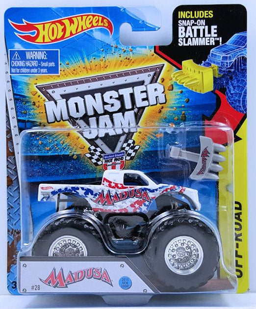 Hot Wheels 2013 Monster Jam 28 Madusa White Includes snap on KMJ Diecast II