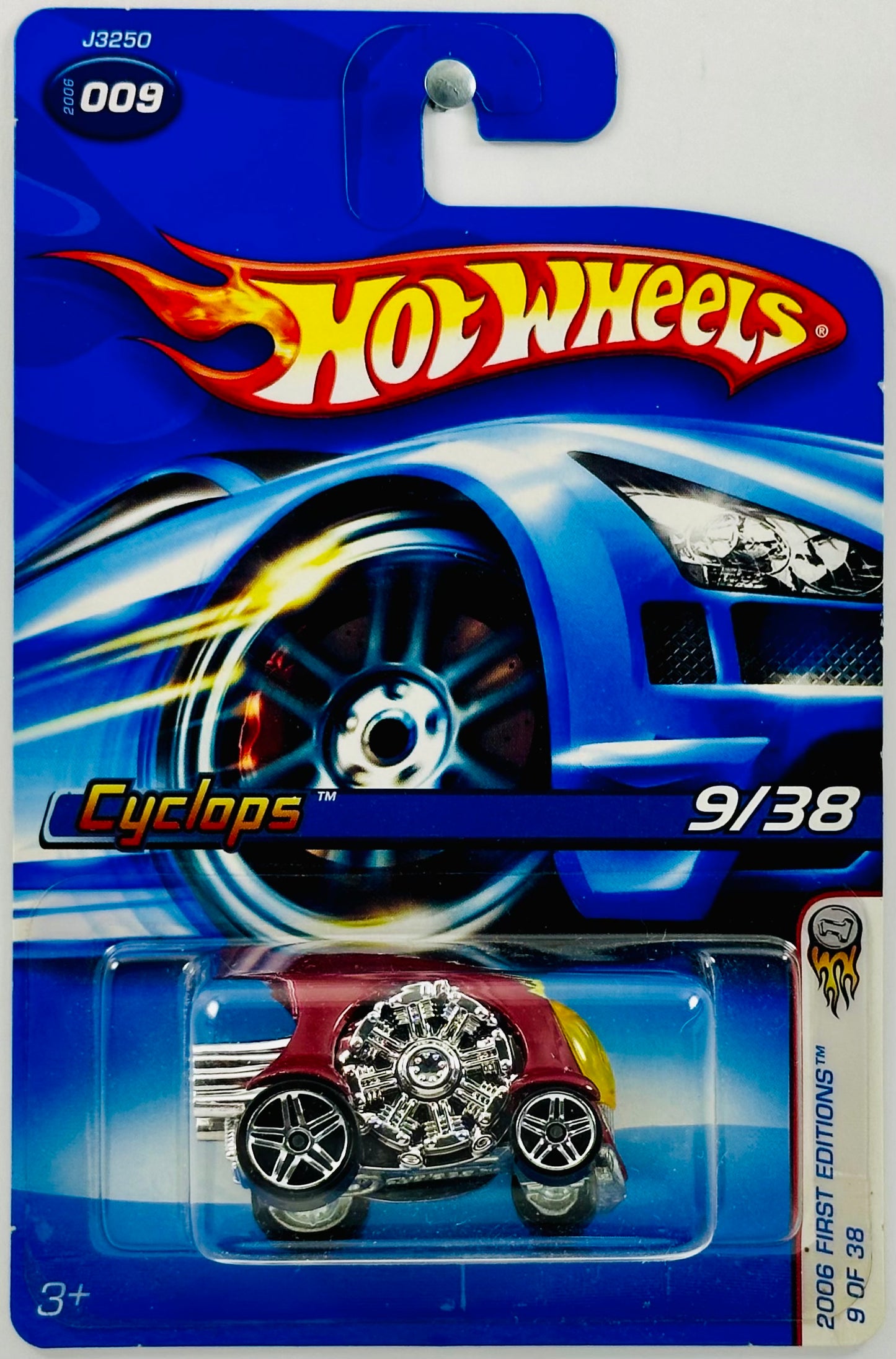 Hot Wheels 2006 - Collector # 009/223 - First Editions 09/38 - Cyclops - Dark Red - Bright Chrome Engine -  PR5 Wheels - USA Card