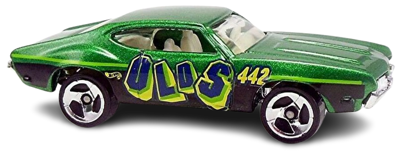 Hot Wheels 2000 - Collector # 012/250 - Seein' 3D Series 4/4 - Olds 442 - Green - 3 Spokes - USA 'Square' Card