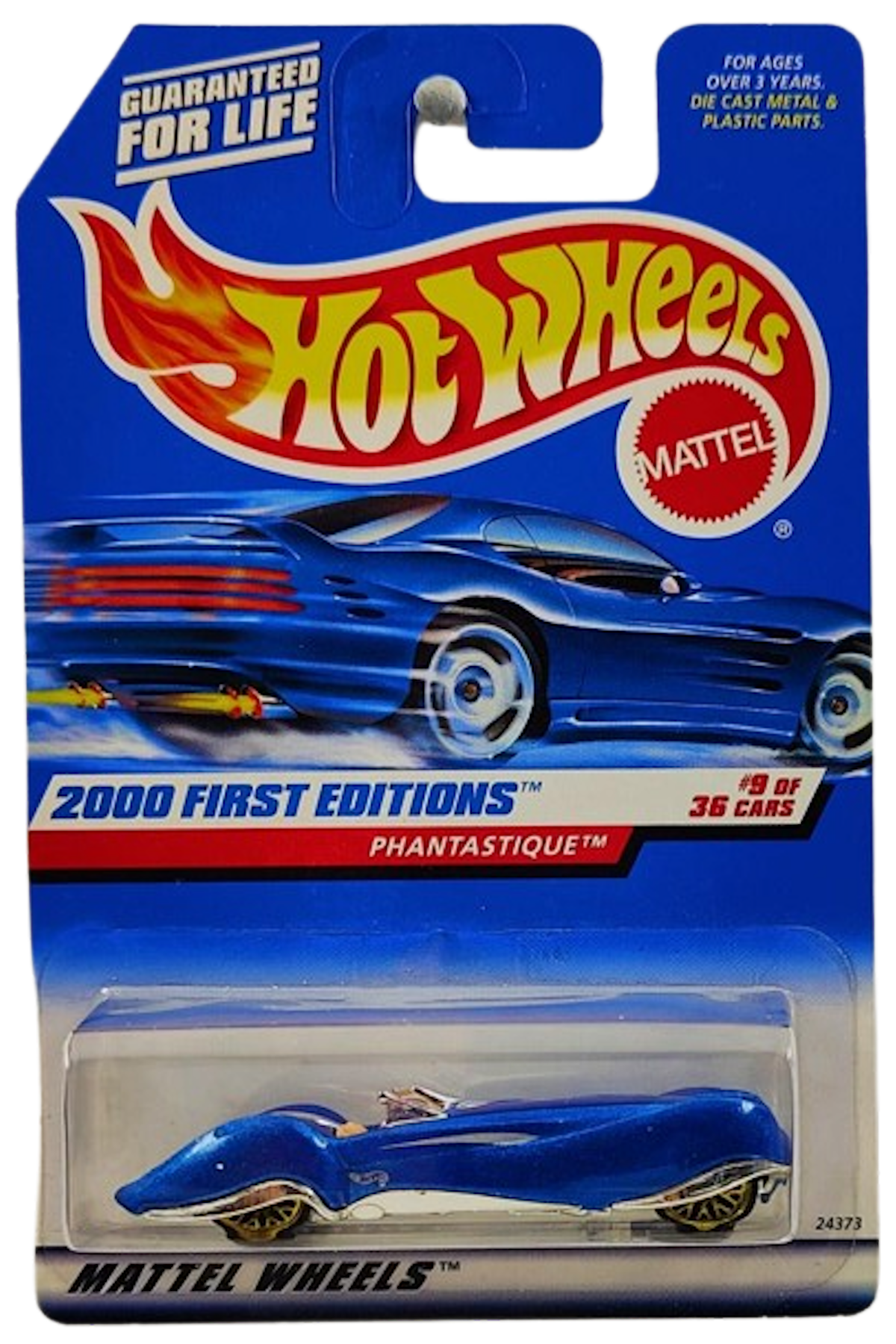 Hot Wheels 2000 - Collector # 069/250 - First Editions 9/36 - Phantastique - Metalflake Blue - Gold Lace Wheels - USA 'Angled' Card