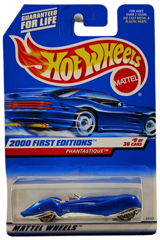 Hot Wheels 2000 - Collector # 069/250 - First Editions 9/36 - Phantastique - Metalflake Blue - Gold Lace Wheels - USA 'Angled' Card