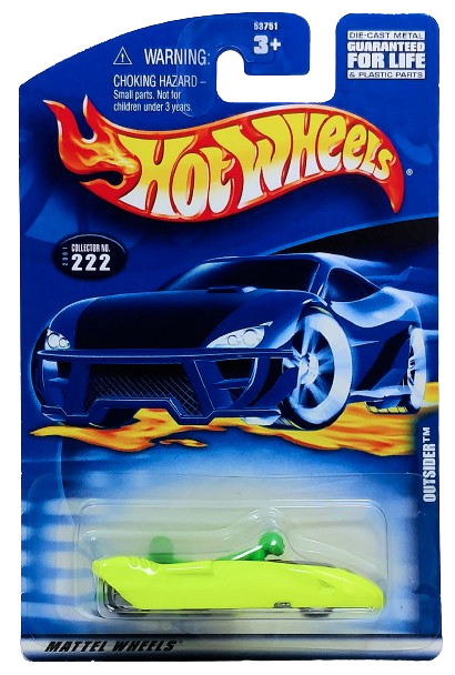 Hot Wheels 2001 - Collector # 222/240 - Outsider (Racing Sidecar Motorcycle) - Fluorescent Yellow - USA Card