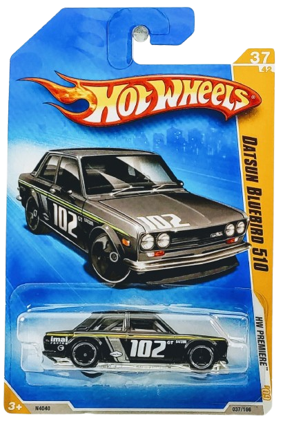 Hot Wheels 2009 - Collector # 037/166 - HW Premiere 37/42 - Datsun Bluebird 510 - Black - OH5SP Wheels - International Card