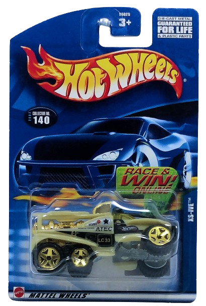 Hot Wheels 2002 - Collector # 140/240 - XS-IVE (Brush Fire Truck) - Biege - Gold Chrome OR5 Spoke - USA 'Race & Win' Card