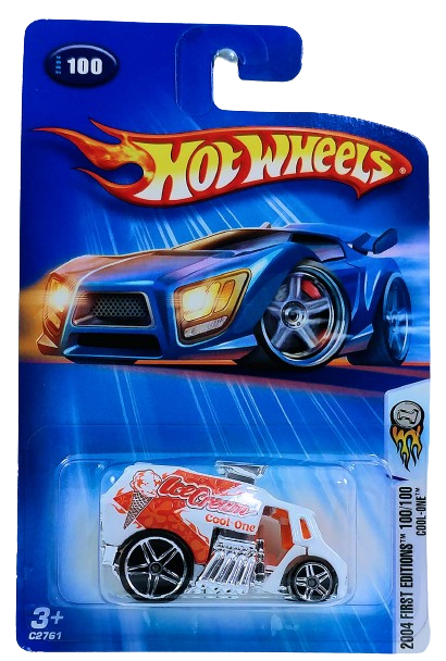 Hot Wheels 2004 - Collector # 100/212 - First Editions 100/100 - Cool One (Ice Cream Truck) - White - USA '05 Card