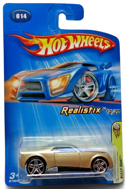 Hot Wheels 2005 - Collector # 014/183 - First Editions / Realistix 14/20 - Bully Goat - Pale Gold - PR5 Wheels - USA '05 Card