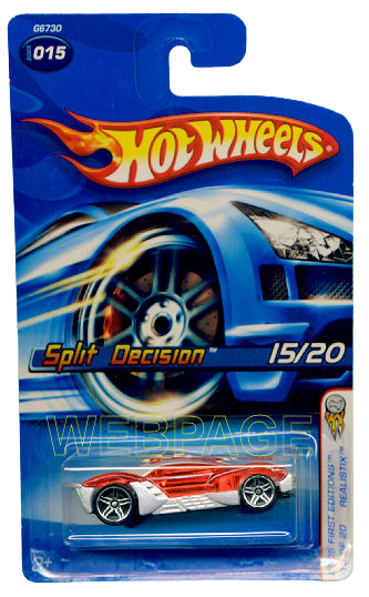 Hot Wheels 2005 - Collector # 015/183 - First Editions / Realistix 15/20 - Split Decision - Silver - PR5 Wheels - USA '06 Card