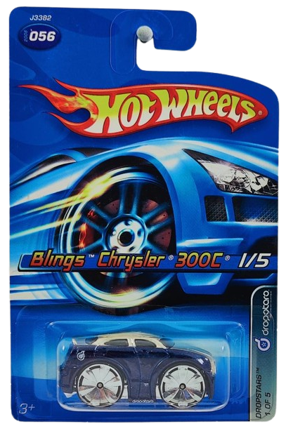 Hot Wheels 2006 - Collector # 056/218 - Dropstars 1/5 - Blings Chrysler 300C - Pale Gold over Dark Blue - Bling Wheels - USA Card