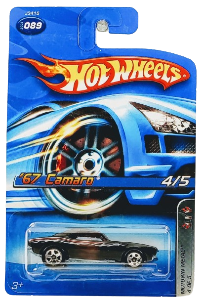 Hot Wheels 2006 - Collector # 086/223 - Motown Metal 4/5 - '67 Camaro - Black - 5 Spoke Wheels - Opening Hood - USA