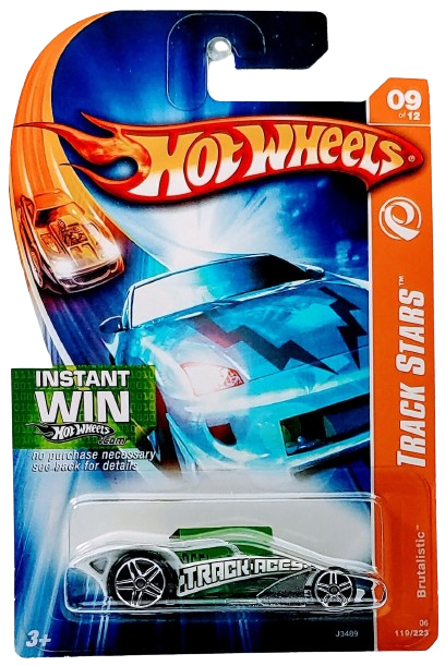 Hot Wheels 2006 - Collector # 119/223 - Track Aces 9/12 - Brutalistic - White - USA 'Instant Win' Card