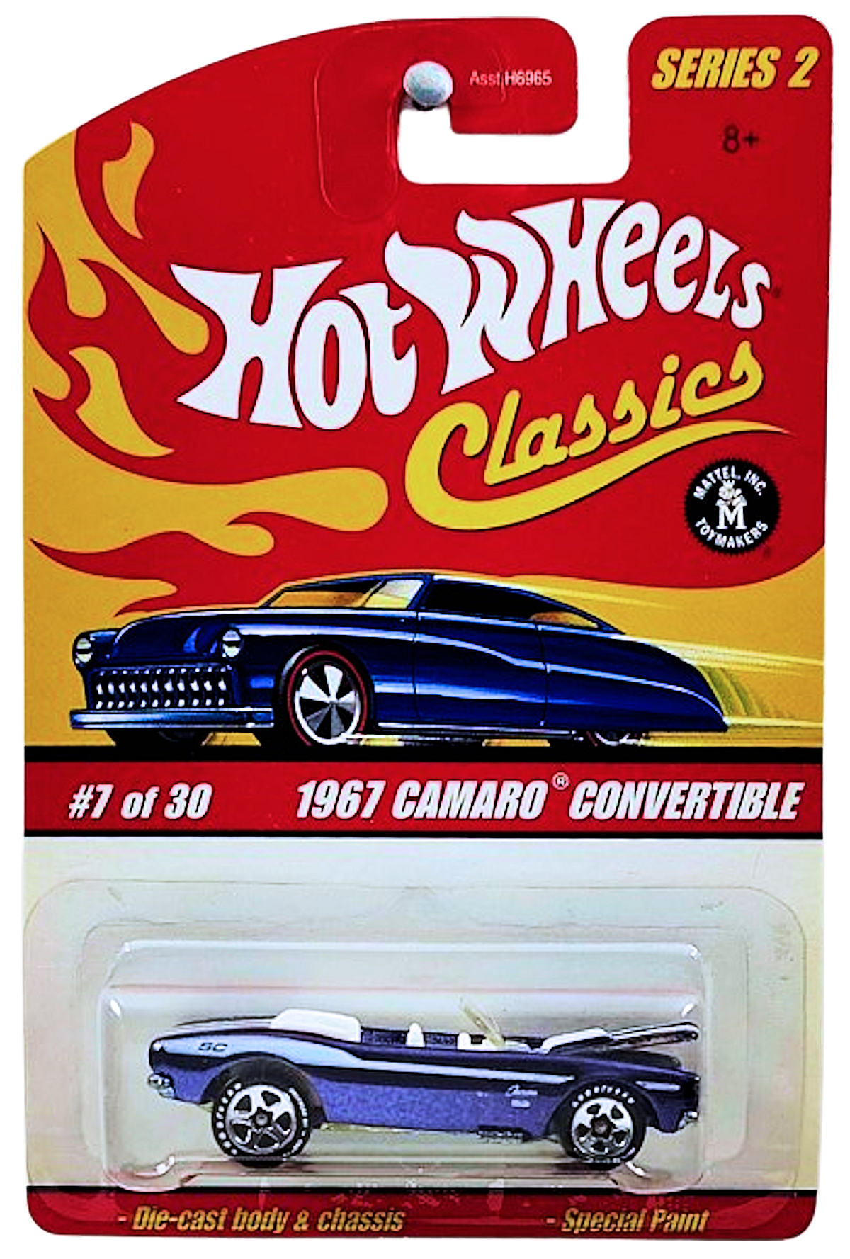 Hot Wheels 2006 - Classics Series 2 # 07/30 - 1967 Camaro Convertible - Spectraflame Black - White Interior - White Stripes - 5 Spokes with Goodyear - Metal/Metal - HWC Rewards Exclusive