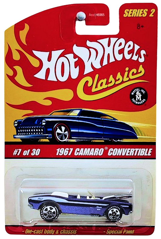 Hot Wheels 2006 - Classics Series 2 # 07/30 - 1967 Camaro Convertible - Spectraflame Black - White Interior - White Stripes - 5 Spokes with Goodyear - Metal/Metal - HWC Rewards Exclusive