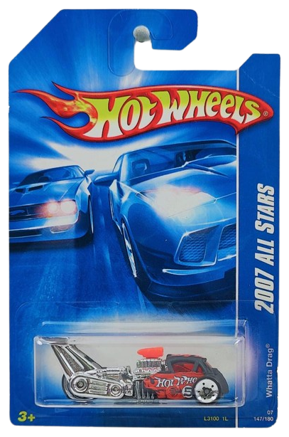 Hot Wheels 2007 - Collector # 147/156 - All Stars 15/24 - Whatta Drag - Matte Black - #5 / Hot Wheels Livery - USA Card