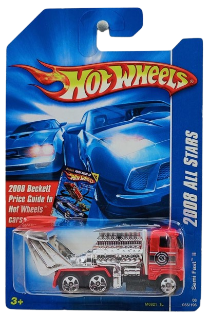 Hot Wheels 2008 - Collector # 055/196 - All Stars - Semi Fast II - Red - 5 Spokes - USA Card with Beckett Promo