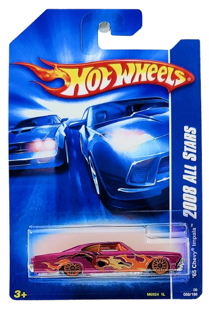 Hot Wheels 2008 - Collector # 058/196 - All Stars 18/36 - '65 Chevy Impala - Metalflake Magenta - USA Card