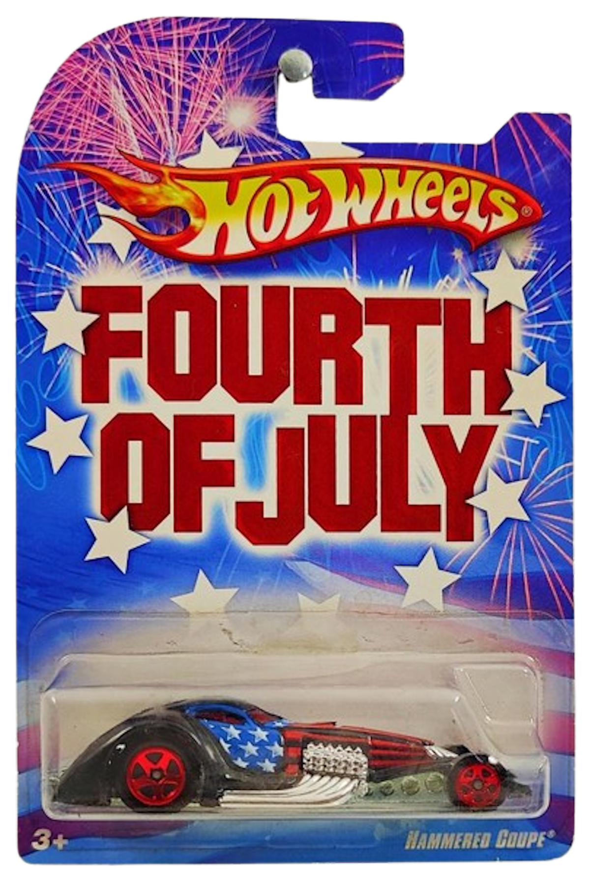 Hot Wheels 2008 - Theme / Fourth of July Series - Hammered Coupe - Black / Stars & Stripes Graphics - Red 5 Spokes - Walmart Exclusive