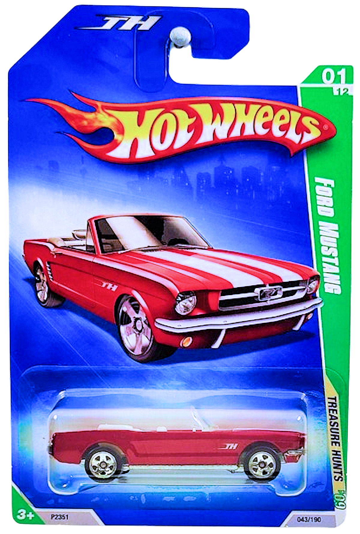 Hot Wheels 2009 - Collector # 043/190 - Treasure Hunts 01/12 - Ford Mustang (Convertible) - Red - 5 Spokes - Opening Hood - USA Card