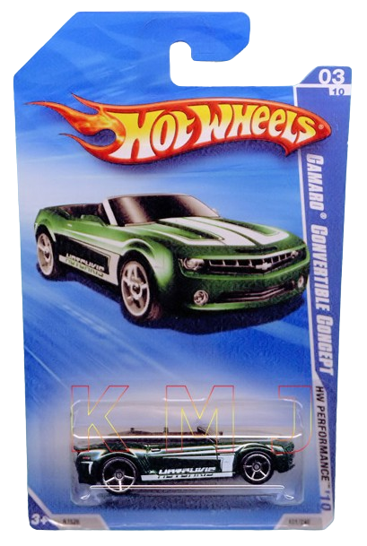 Hot Wheels 2010 - Collector # 101/240 - HW Performance 3/10 - Camaro Convertible Concept - Green / Hotchkis - USA Card