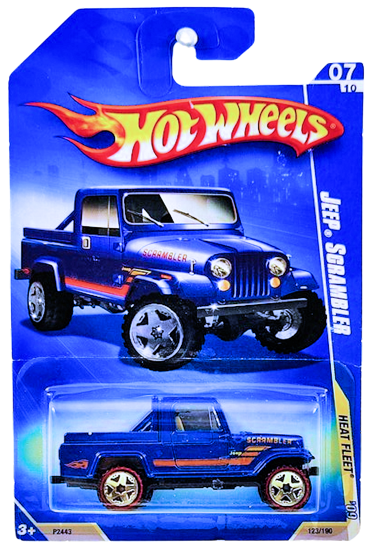 Hot Wheels 2010 - Collector # 123/240 - Heat Fleet 7/10 - Jeep Scrambler - Blue - Redlines - Walmart Exclusive - USA Card