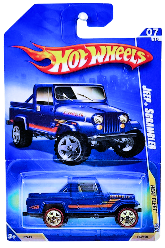 Hot Wheels 2010 - Collector # 123/240 - Heat Fleet 7/10 - Jeep Scrambler - Blue - Redlines - Walmart Exclusive - USA Card