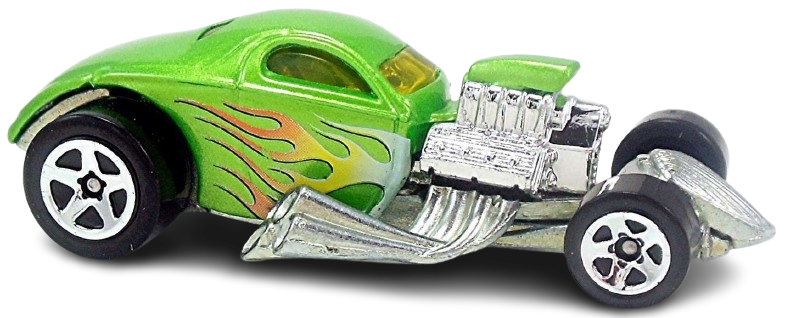 Hot Wheels 2010 - Collector # 140/240 - HW Hot Rods 2/10 - 1/4 Mile Coupe - Green Metallic with Flames - USA Card