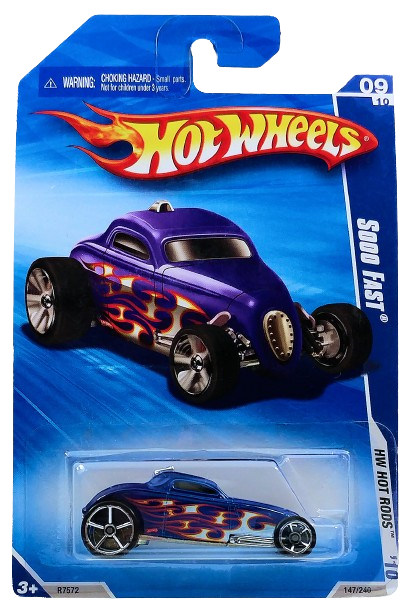 Hot Wheels 2010 - Collector # 147/240 - HW Hot Rods 09/10 - Sooo Fast - Blue - Flames - OH5SP Wheels - USA Card