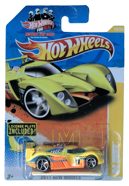 Hot Wheels 2011 - Collector # 010/244 - New Models 10/50 - 24 Ours - Yellow - USA Instant Win Card with License Plate