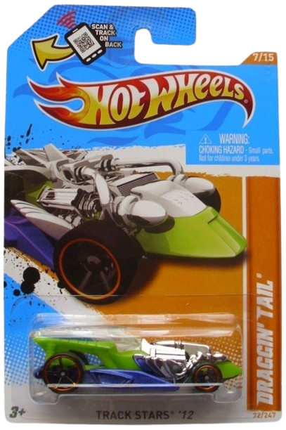 Hot Wheels 2012 - Collector # 072/247 - Track Stars 7/15 - Draggin' Tail - Green - USA Card