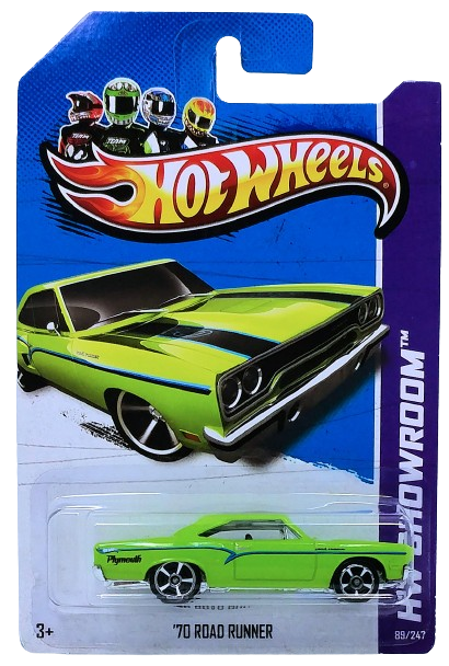 Hot Wheels 2012 - Collector # 089/247 - Muscle Mania 9/10 - '70 (PLYMOUTH) Road Runner - Bright Green - USA '13 Card