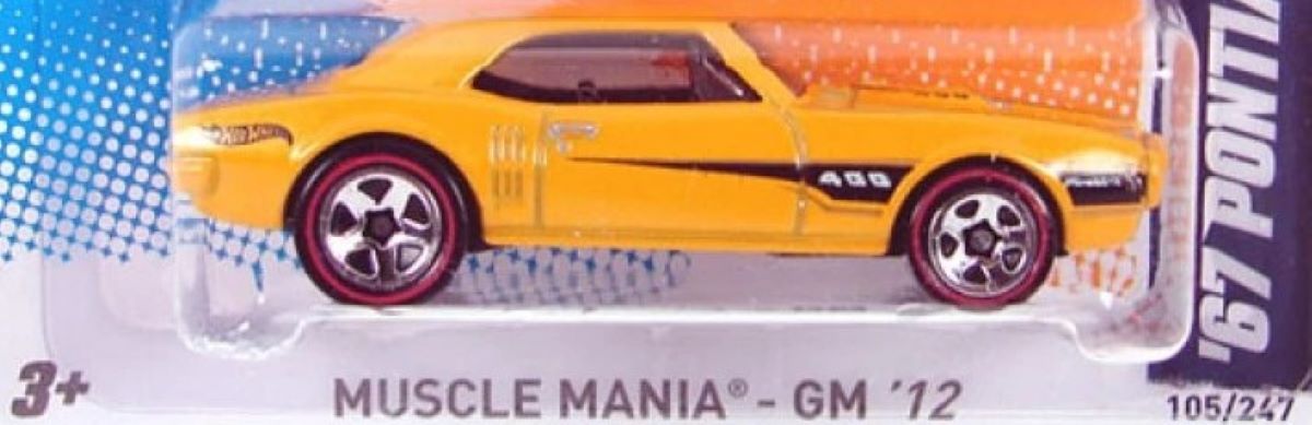 Hot Wheels 2012 - Collector # 105/247 - Muscle Mania / GM 5/10 - '67 Pontiac Firebird 400 - Metallic Yellow - 5 Spokes with Redlines - Walmart Exclusive - USA Card