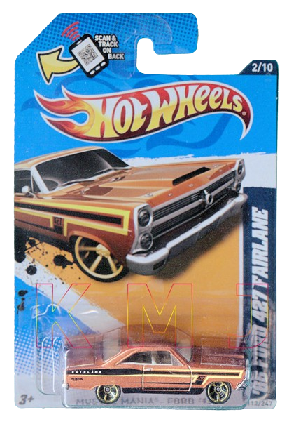 Hot Wheels 2012 - Collector # 112/247 - Muscle Mania / Ford 2/10 - '66 Ford 427 Fairlane - Metallic Brown - Gold M5 Wheels - USA Card