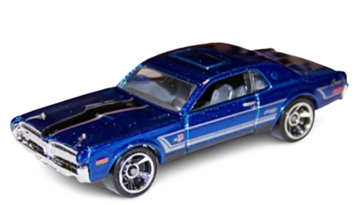 Hot Wheels 2012 - Collector # 119/247 - Muscle Mania / Ford 9/10 - '68 Mercury Cougar - Metalflake Blue - MC5 Wheels - USA Card