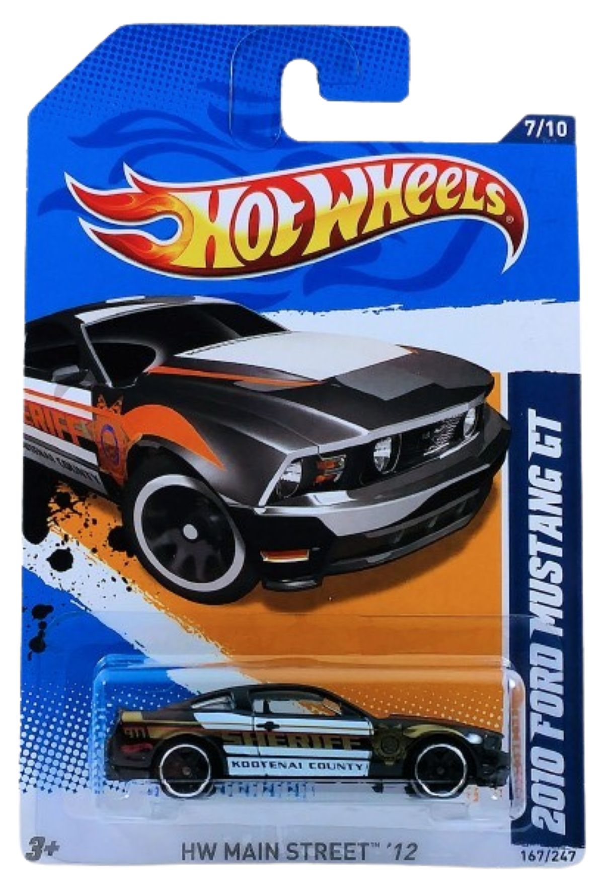 Hot Wheels 2012 - Collector # 167/247 - HW Main Street 7/10 - 2010 Ford Mustang GT - Black / Sheriff - USA Card